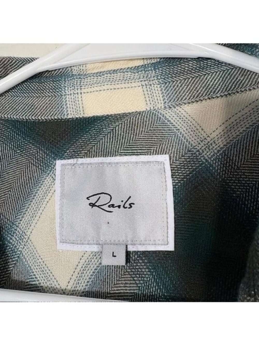 Rails Hunter Shirt Womens Large Green White Plaid Soft Rayon Button Up Top - Picture 4 of 10